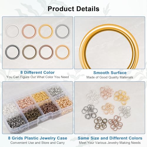 Amrules 2400 Pcs 6mm Open Jump Rings for Jewelry Making,Colorful - color: 8-Color