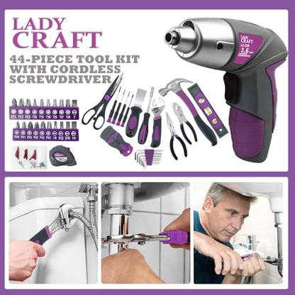 44Pcs Lady Tool kit 4V Purple Poewer Screwdriver Set Home/Dorm