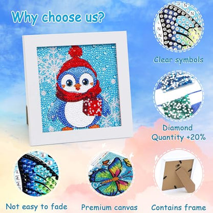 Libfx Diamond Art Kits for Kids with Frame Diamond Art for Girls Boys Beginners Arts and Crafts Birthday Gifts (CW-Penguin) - color: CW-Penguin