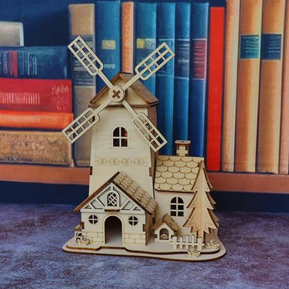 3D Wooden Puzzle Windmill Mill Design Model Kit, DIY Creative Assembly Building Set for Adults, Christmas