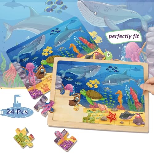 Puzzles for Kids Ages 3-5, Wooden Jigsaw Puzzles 24 Pieces 6 Pack - color: 6 Packs Wooden - 24 Pieces Each - Various Themes