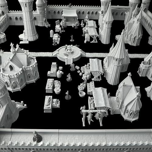 AUSPDICE Miniature Game Market Stalls, 25mm Scale Unpainted TTRPG Scenery - color: Af1104 P Market Stall Awning