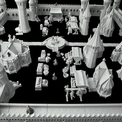 AUSPDICE Miniature Game Market Stalls, 25mm Scale Unpainted TTRPG Scenery - color: Af1104 P Market Stall Awning