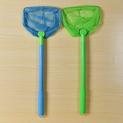 Coopay 2 Pieces Butterflies Kids Fishing Net Catching Bug Floating Bait Beach Nets for Outdoor Playing - color: Green + Blue