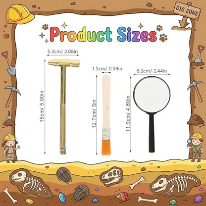 1 Set Dinosaur Dig Tools Kit: Archaeological Excavation Tool Set with Mini Hammer Chisel Brush Scraper Kit - size: 12.50X6.20X1.50CM