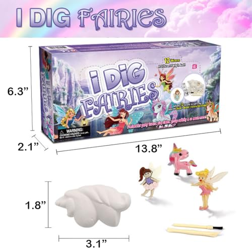 Liberty Imports 12-Pack Fairy and Unicorn Excavation Kit for Kids - Enchanted Magical Digging Adventure - Ideal Party Favors, Educational STEM Toys for Girls and Boys - style: Fairies