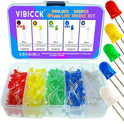 500pcs 5 Color 5MM LED Diode Light Assortment Kit