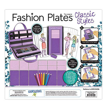 Fashion Plates Classic – Girls Fashion, Mix-and-Match Drawing Kit, Arts and Crafts, Coloring, Art Supplies, Craft Supplies, Stencils, Crayons Included, Create Your Own Designs, Ages 6+ - style: Original