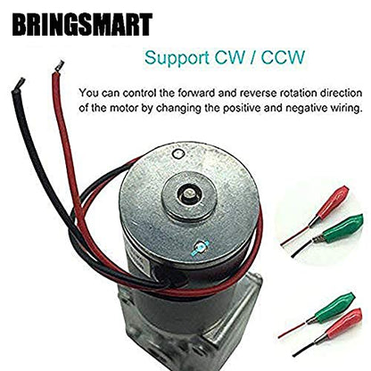 BRINGSMART 12V 16rpm DC Worm Gear Motor Self-Locking Mini Engine Turbine - size: 12V 16rpm