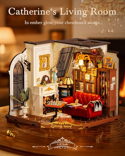 Rolife Living Room DIY Miniature Dollhouse Kit Gift for Adults - color: Catherine's Living Room