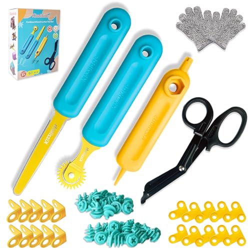 Kizzikids Cardboard Tools for Kids, Safe Cutter STEM Construction Kit - size: 87 PCS