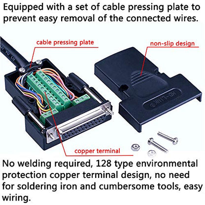 2PCS DB25 Solderless Serial to 25 pin Terminal Male Female Adapter - style: Male+Female