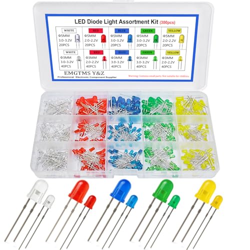 300 Pcs 3mm & 5mm LED Diode Assortment Kit