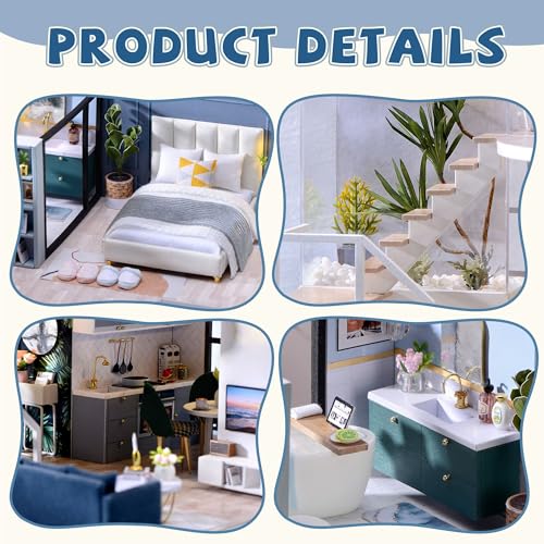 Flever Wooden DIY House Kit, Miniature with Furniture, Creative Craft Gift for Lovers and Friends (Satisfied Time) - color: Satisfied Time
