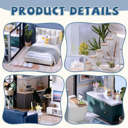 Flever Wooden DIY House Kit, Miniature with Furniture, Creative Craft Gift for Lovers and Friends (Satisfied Time) - color: Satisfied Time