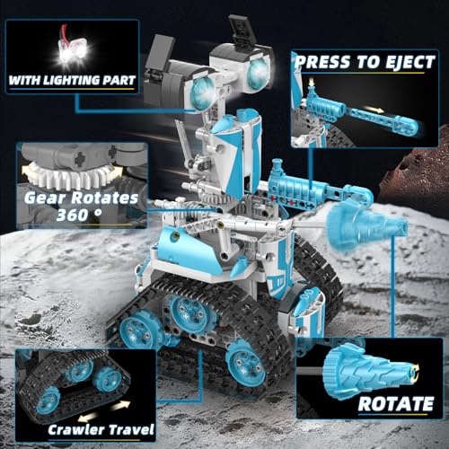 Robot Building Kit with Remote Control STEM Gift for Boys Age 8-12 - color: 5in1 Blue Robot