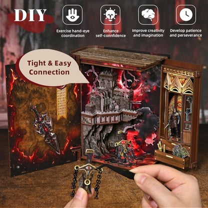 Book Nook Kit, Sword of Fire DIY Miniature Dollhouse Magic Booknook Kit - color: Sword of Fire