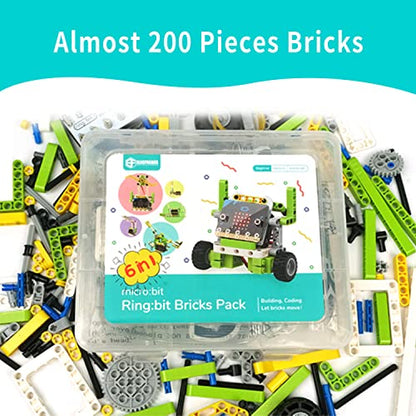 ELECFREAKS microbit Ring:bit 6-in-1 Starter Kit, Programmable Makecode Coding Learning Kit with 200+ Building Blocks(Without Micro:bit) - size: Small