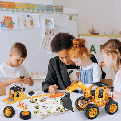 Construction Kits Stem Metal 3D Puzzle Machine Vehicle Model Car Construction Set Toy Parent-Child Interaction Play Sets Gifts for Children Age 4-16 Years - style: construction vehicle