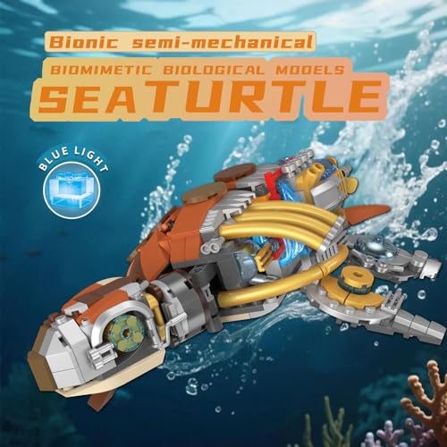 Mechanical Turtle Building Set with LED Lights for Kids,Boys 8-12+ - color: Sea Turtle