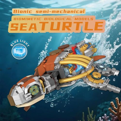 Mechanical Turtle Building Set with LED Lights for Kids,Boys 8-12+ - color: Sea Turtle