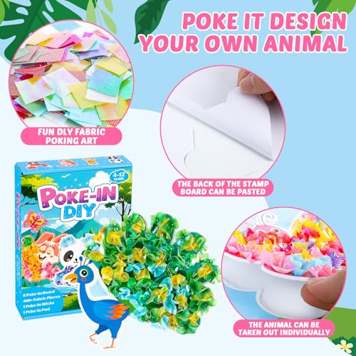 Lonfliness 8 Pcs Animal Poke in Craft Kits for Kids Mess Free DIY Art - style: Animals
