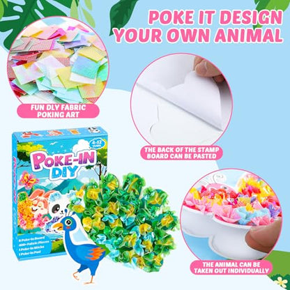 Lonfliness 8 Pcs Animal Poke in Craft Kits for Kids Mess Free DIY Art - style: Animals
