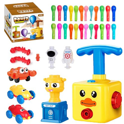 Balloon Launcher Toy Set, Balloon Powered Cars, Creative Inflatable Pump Racing Car, Scientific Experiment Intelligence Education Preschool Children's Toys (Duck)