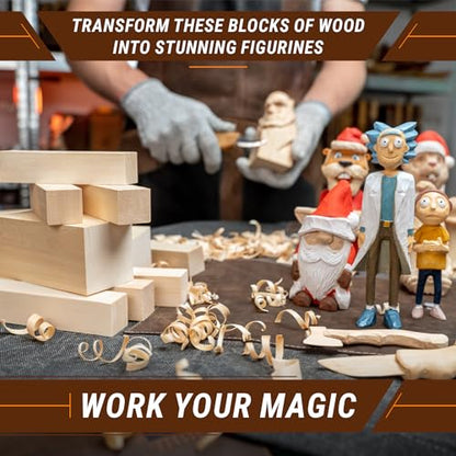 BeaverCraft DIY08 Wood Carving Kit for Kids BW10 Large Basswood Carving Blocks Set Basswood for Wood Carving Unfinished Wood Blocks