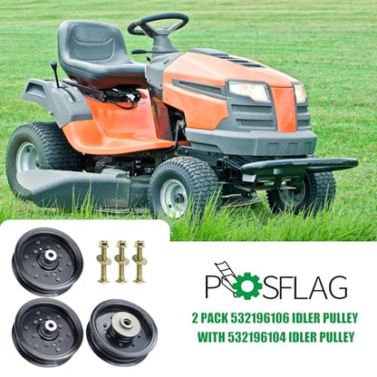 2 Pack 532196104 with 532196106 Idler Pulley for Husvqarna 54" Deck - color: T25 196104+2×196106