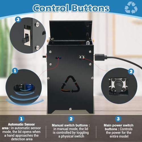 ICSTATION DIY Automatic Trash Can Soldering Practice Kit, Beginner-Friendly Through-Hole Electronics Project to Learn Photoelectric Sensor & STEM Principles, for School Labs & Home Learning