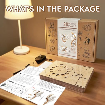 3D Puzzles for Adults Wooden Snowy Owl Clock Puzzle Adult Crafts - color: Snowy Owl Clock