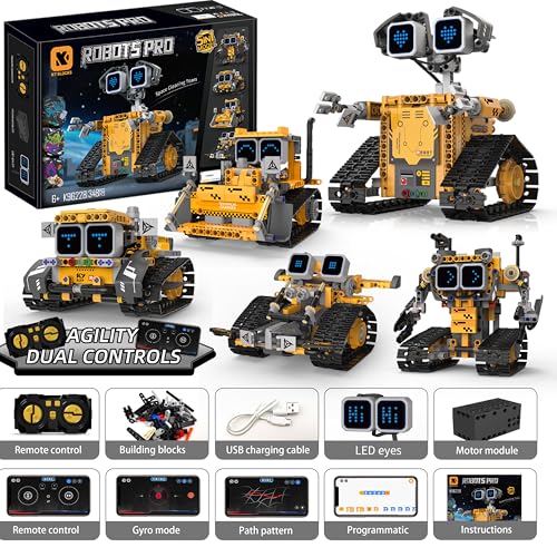 STEM Robot Kit for Kids 6-12, 5-in-1 Coding Building Robot Toy with App - size: K96228