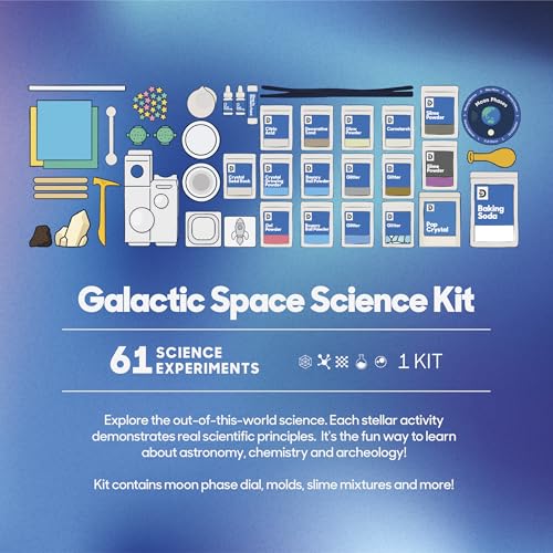 Discovery™ Galactic Space Science Kit – 61 Experiment STEM Lab for Kids| Astronomy & Chemistry Activity Set| Includes DIY Telescope, Crystals, Slime, Moon Rocks| Educational Learning Toy Gift| Ages 8+