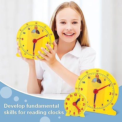 Lenwen 2 Pcs Classroom Clock Kit Learning Analog Clock for Kids