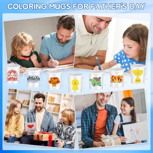 30 Pcs Painted Mug Kit for Kids Bulk 8 oz Plastic Mugs with Handle