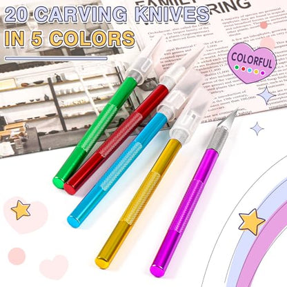 DIYSELF 20 Pack Exacto Knives for Art and Hobby, Pink - color: Pink, size: 20-Pack