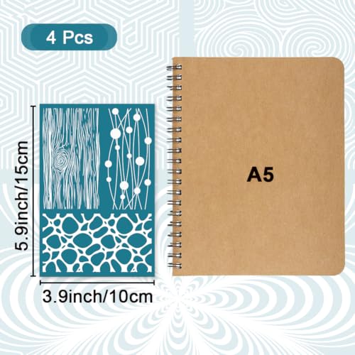 4Pcs 4 Styles Polymer Clay Texture Stencil 3.9 x 6 Inch Silk Screen Stencils Reusable Geometric Texture Pattern Nylon Mesh Transfers for Clay Wood Fabric Canvas Jewelry Making DIY Crafts - color: Mixed Shapes-2