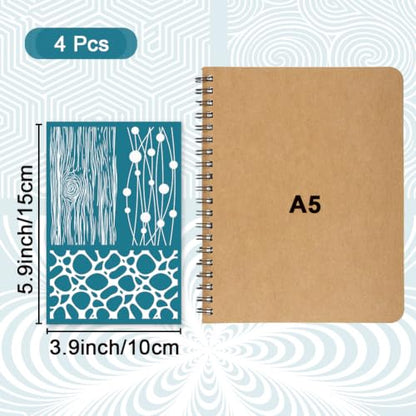 4Pcs 4 Styles Polymer Clay Texture Stencil 3.9 x 6 Inch Silk Screen Stencils Reusable Geometric Texture Pattern Nylon Mesh Transfers for Clay Wood Fabric Canvas Jewelry Making DIY Crafts - color: Mixed Shapes-2