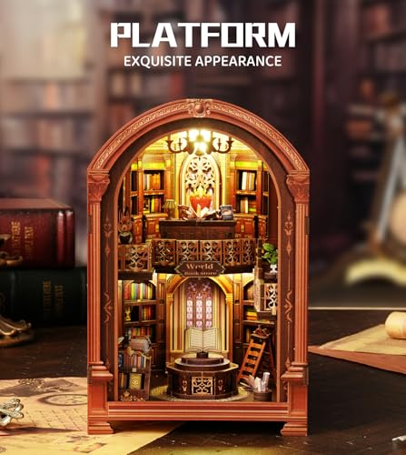 Spilay Book Nook Kit for Adults, Wanguo Bookstore DIY Miniature House Kit - color: Wanguo Bookstore