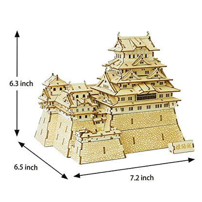Himeji Castle Wooden Architecture 3D Puzzle - Fun DIY Wood Craft Kits - Ideal Gift for Birthdays and Party Favors - style: Himeji Castle
