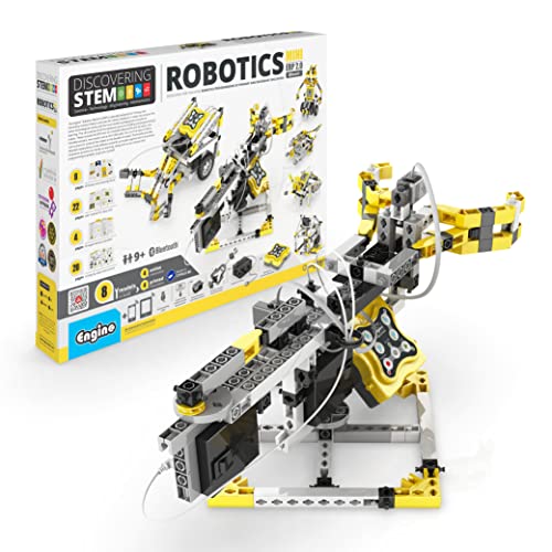 Engino: Discovering STEM - Robotics: Mini ERP 2.0-8 Robot Models, Toy Brick Building Set, Motorized, Snap-Fit, Coding-Programing Experiments, Kid 9+