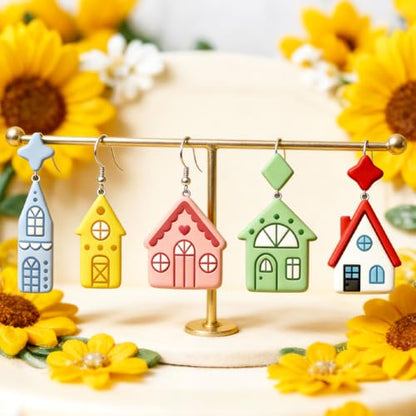 15Pcs House Polymer Clay Cutters Geometric Clay Earrings Cutters Polymer Jewelry Cutter for Earrings Making Party Festival DIY Supplies - color: House