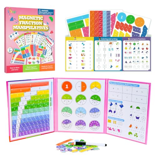 Magnetic Fraction Playbook 164 Pcs Math Manipulatives Toy for Kids - color: Pink