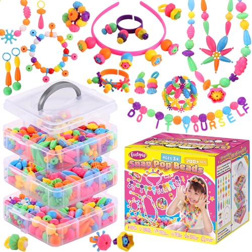 Pop Beads, 700Pcs Arts and Crafts for Kids 4-8, Snap Beads Jewelry Making - size: Large