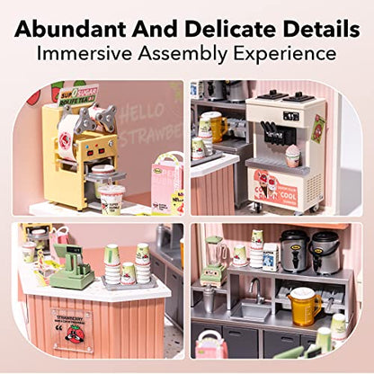 Super Creator-Mini Blocks Model Building Set for Adults, Miniature Plastic House Kit Super Store-Building Blocks Toys for Adult, DIY Crafts/Hobbies for Adult (Double Joy Bubble Tea) - style: Double Joy Bubble Tea