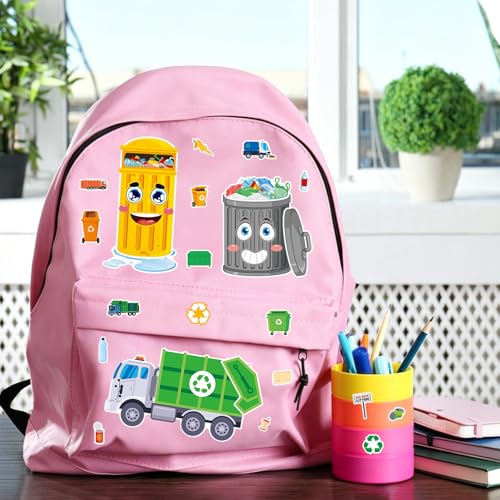 24 Sheets Garbage Truck Make a Face Sticker, Make Your Own Trash Truck Stickers Garbage Mix and Match Sticker for Home School Classroom Crafts Activities Reward Birthday Party Favors - style: Garbage Truck