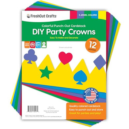 FreshCut Crafts DIY Birthday Crown Kit, Makes 12, Jewel Colors - color: Jewel