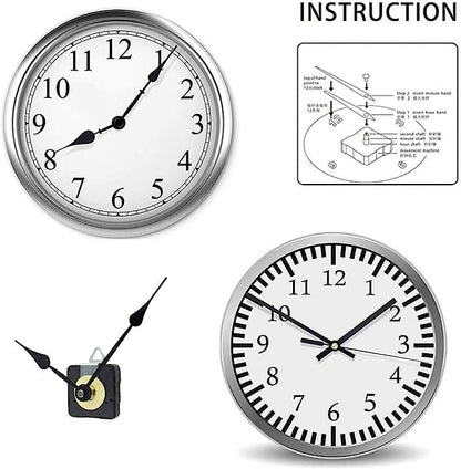 2 Pieces Silent Clock Movement Mechanism Long and Short Shaft with 6 Different Pairs of Hands DIY Clock Repair Parts Motor Replacemen - color: Gold