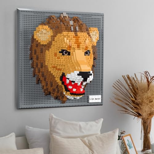 3D Lion Animal Wall Art Micro Mini Building Blocks Set for Adults, No Compatible with Lego, Unique Table Display & Home Wall Decor, Creative Toy Gift for Chritsmas Birthday (2005 PCS) - style: Lion